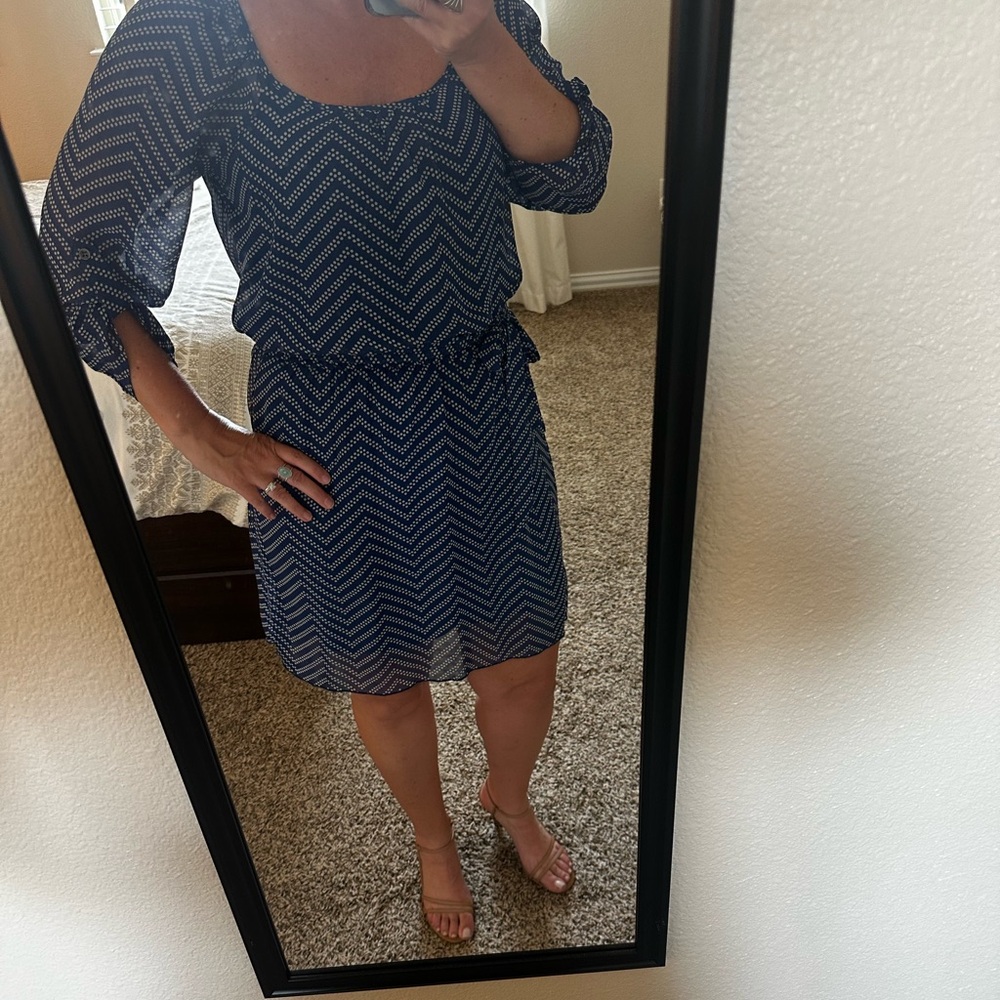 Blue pattern 3/4 sleeve dress from Macy’s